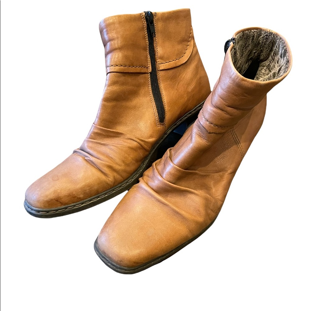 Rieker Brown Lined Leather Ankle Boots size 9.5